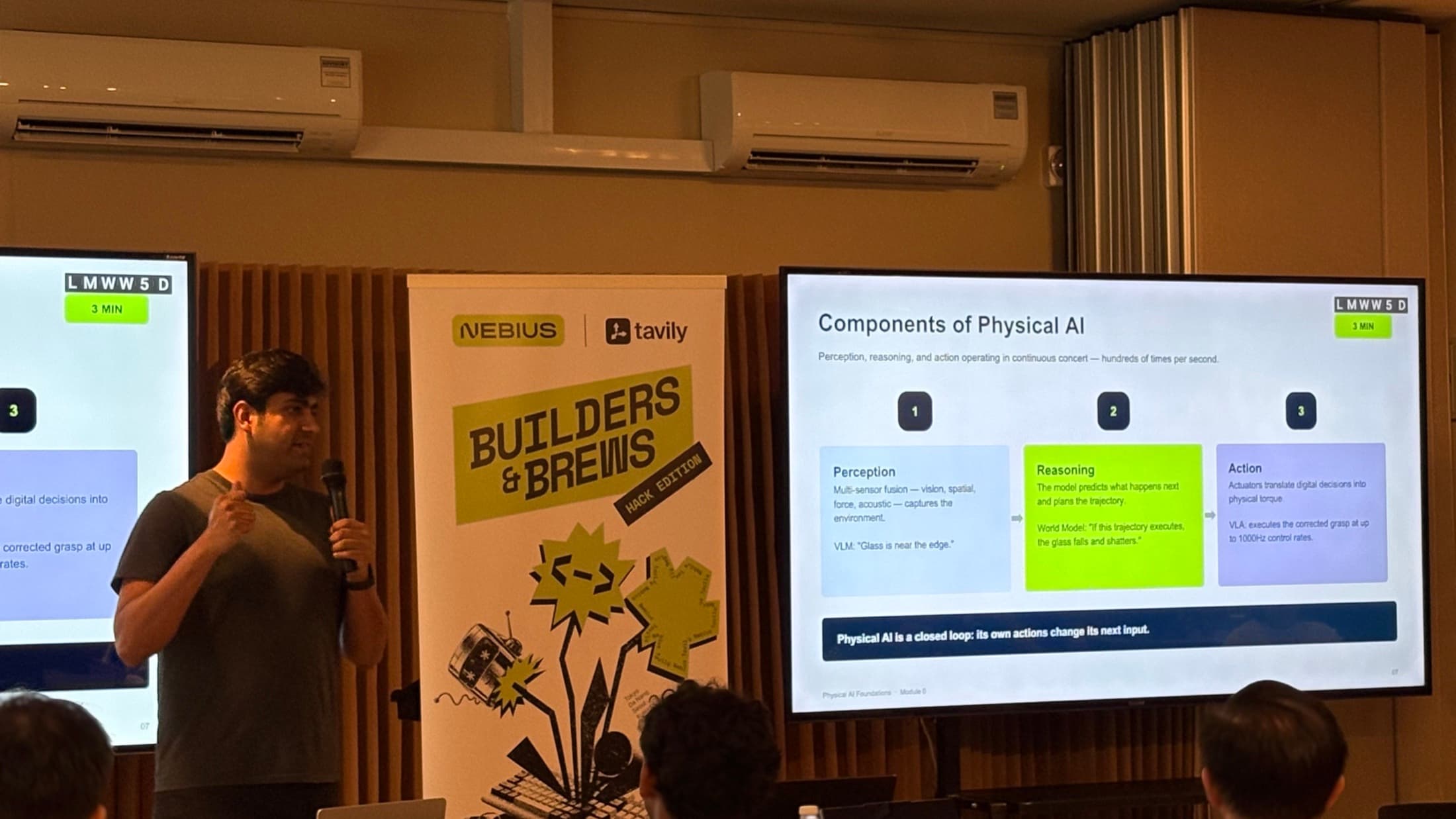 Dhruv Diddi of Nebius explaining the perception, reasoning and action loop in physical AI