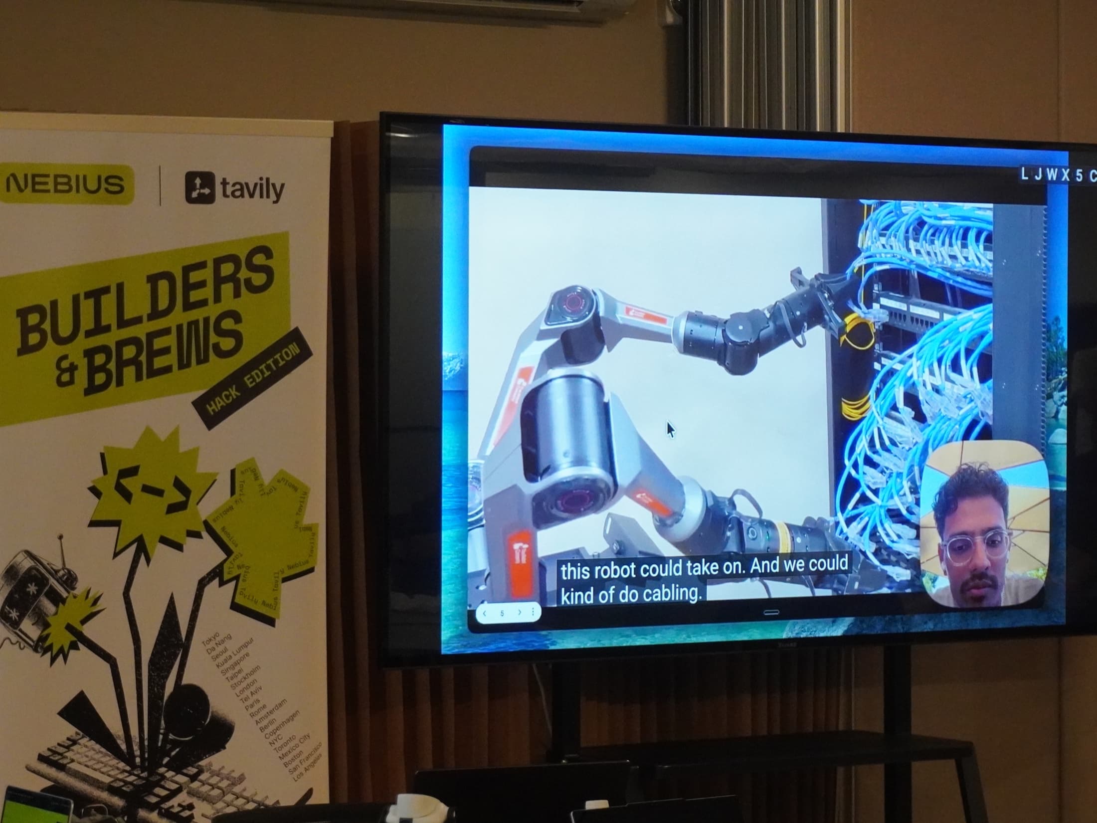 The Robot Company demonstrating a robot-agnostic execution layer guiding a robot through GPU-rack cabling