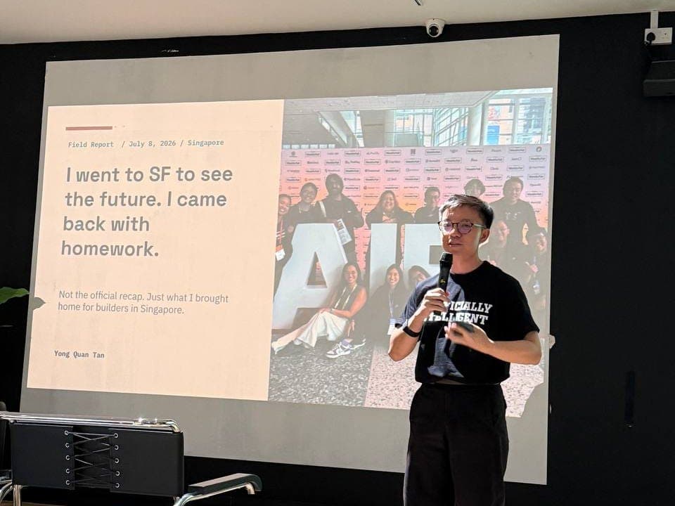 Kairos presenting a field report to Singapore builders